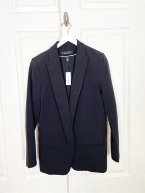 WHBM Black Open Front Blazer Blazigan Travel Friendly NWT Sz 10